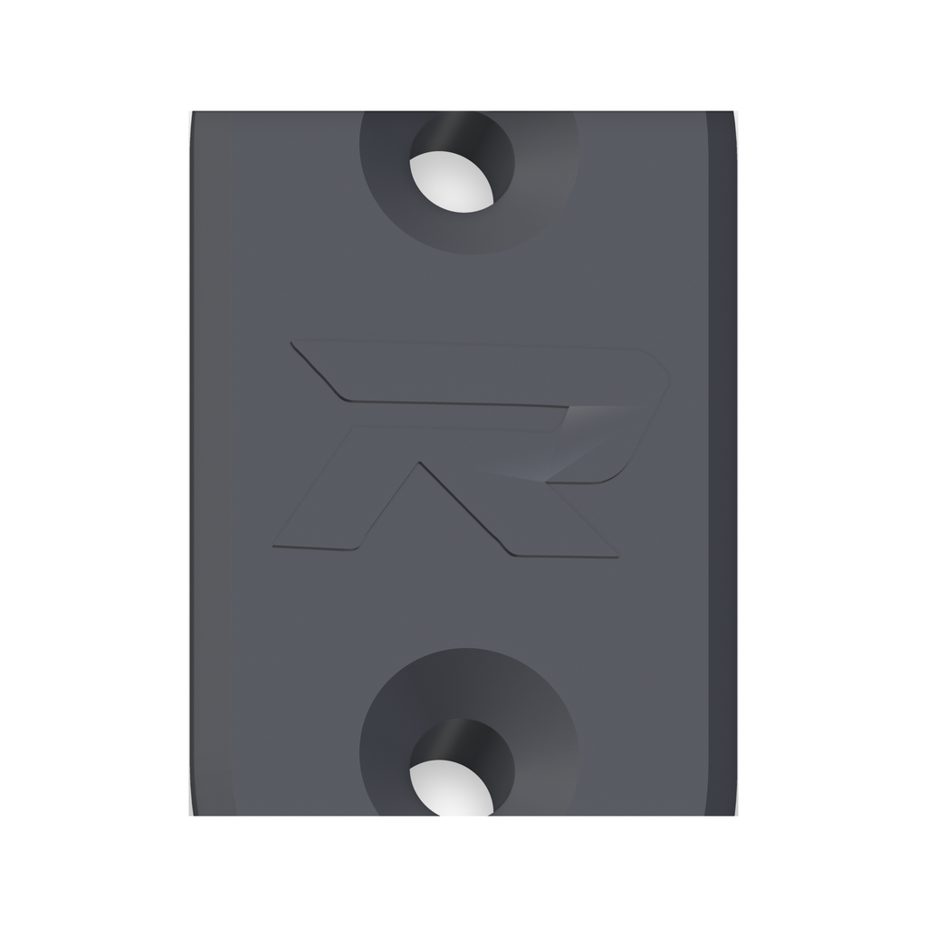 Close view of the embossed Rogue Performance R on the plate face