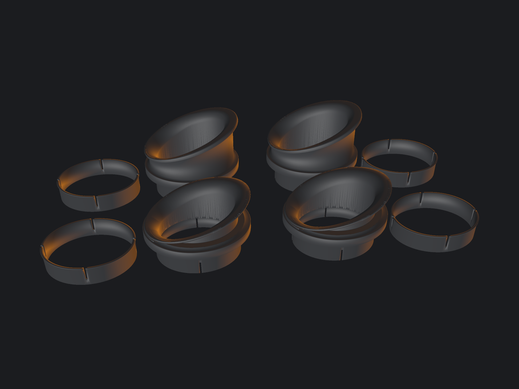 Complete ZX-6R 636 velocity stack set — four stacks and four spacers in carbon-fibre nylon