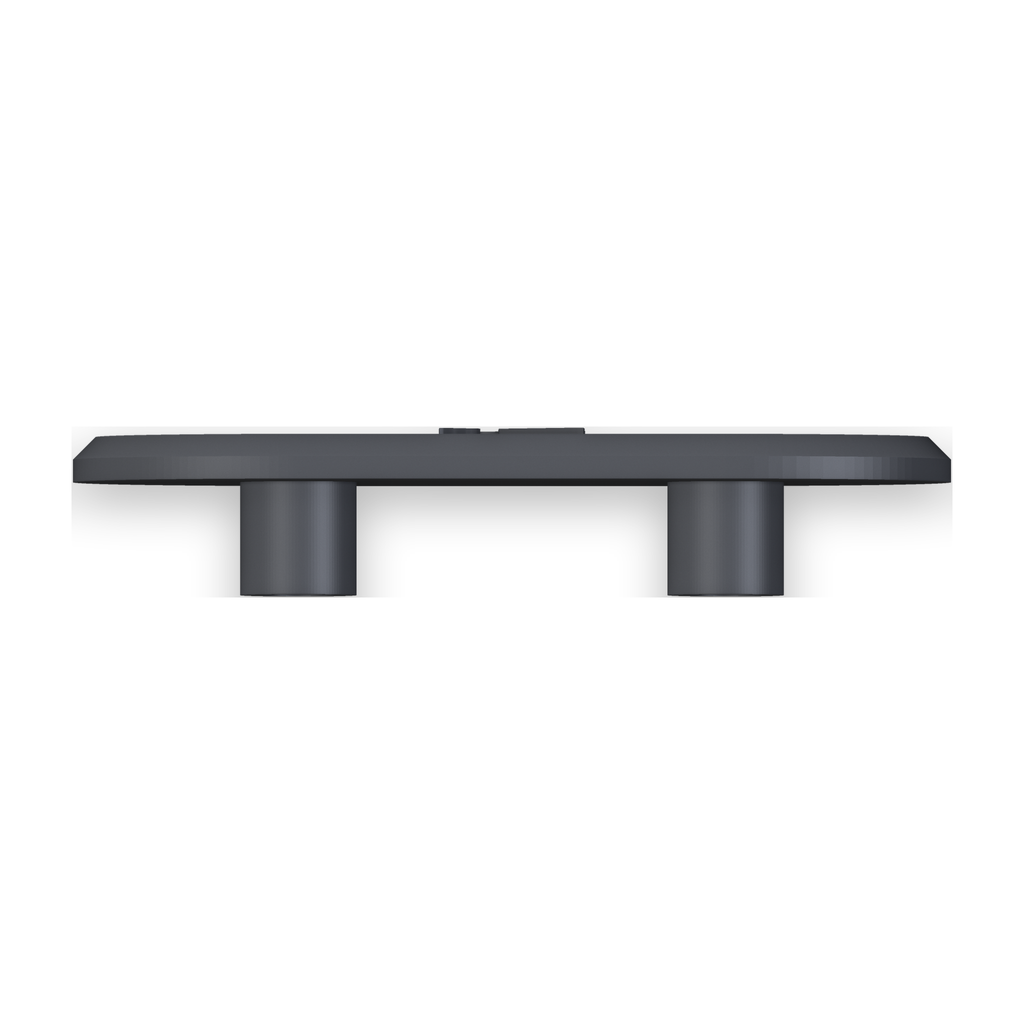 Edge profile showing the 4 mm plate and the two 10 mm locator spigots