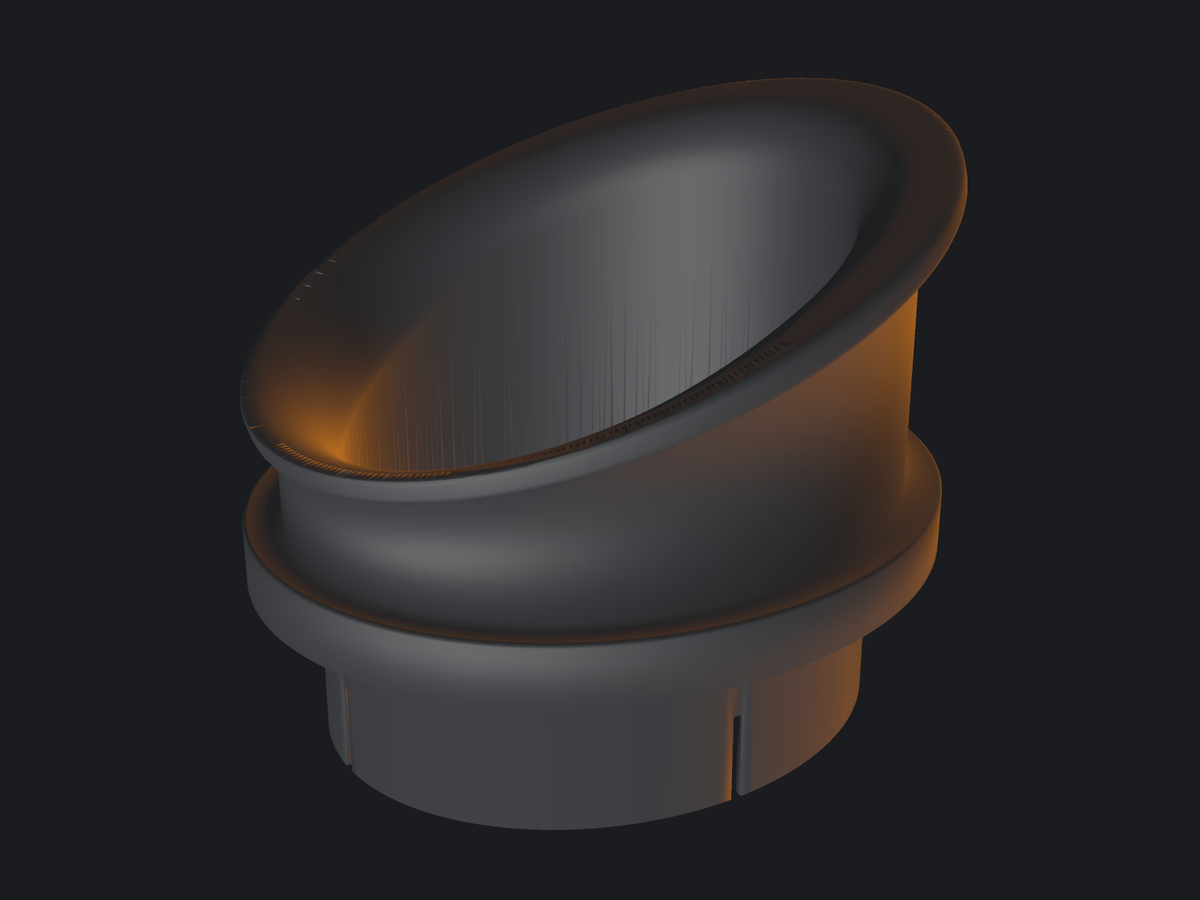 Close detail of the velocity stack bell mouth and throat