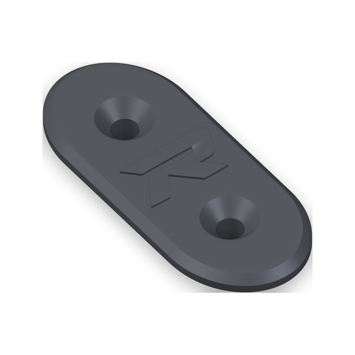 Matte black ASA-CF mirror block-off plate, angled view of the finished face