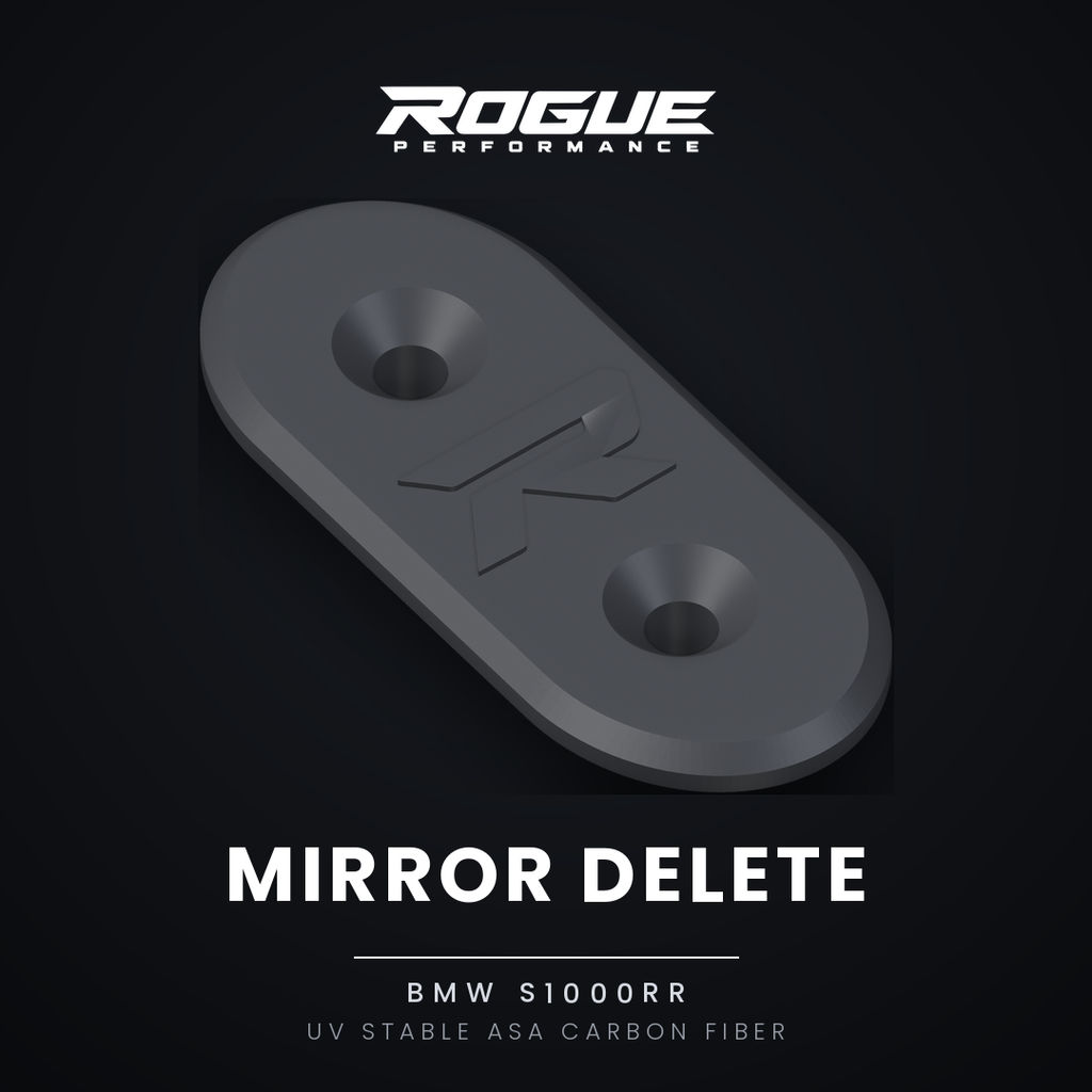 Rogue Performance mirror delete for the BMW S1000RR, product graphic
