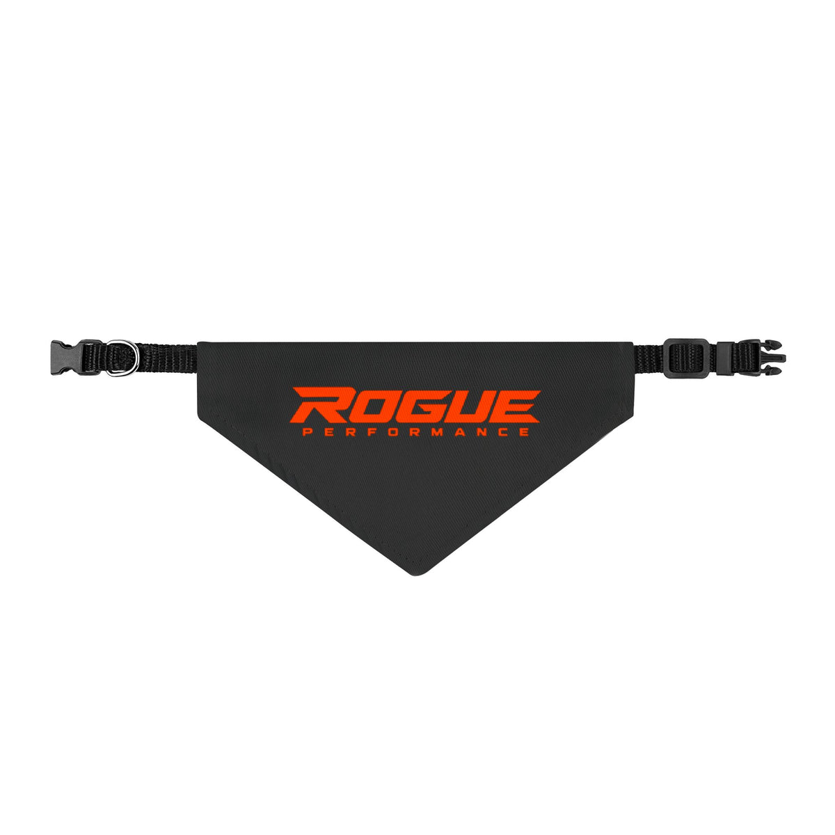Rogue Performance Clip-On Pet Bandana — Black with Orange Logo